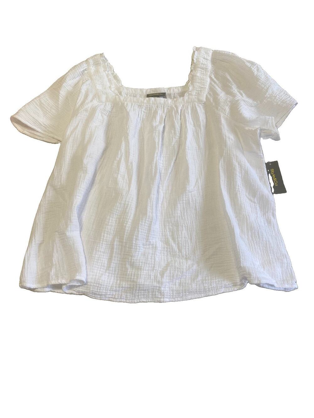 new style&co white cotton top sz 2x